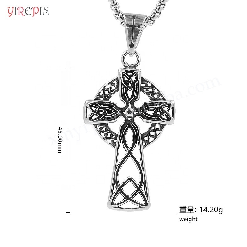 Factory direct sale Vintage gothic mens Latest Trendy stainless steel Celtic knot cross pendant