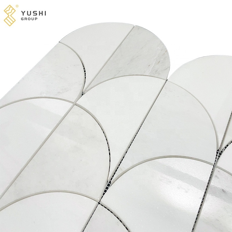 YUSHI MARBLE Custom Floor Tile semicircle Mosaic Water Jet Wall Tiles Bathroom Mosaic Floor Kitchen Backsplash