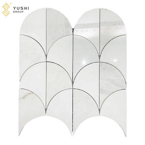 YUSHI MARBLE Custom Floor Tile semicircle Mosaic Water Jet Wall Tiles Bathroom Mosaic Floor Kitchen Backsplash