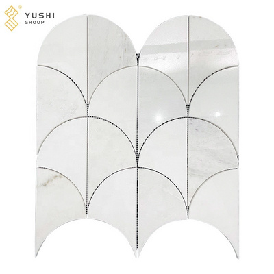 YUSHI MARBLE Custom Floor Tile semicircle Mosaic Water Jet Wall Tiles Bathroom Mosaic Floor Kitchen Backsplash