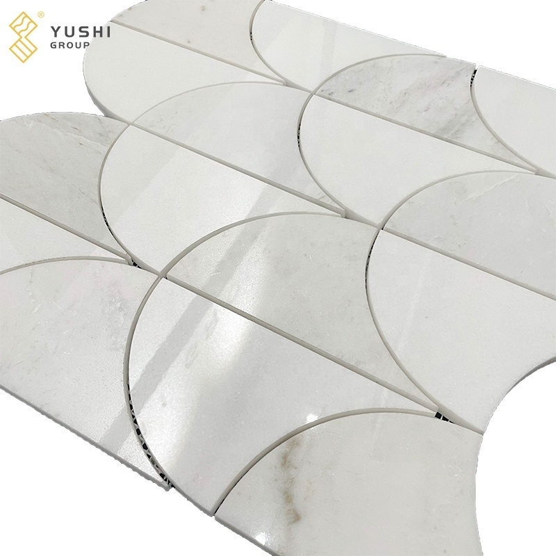 YUSHI MARBLE Custom Floor Tile semicircle Mosaic Water Jet Wall Tiles Bathroom Mosaic Floor Kitchen Backsplash