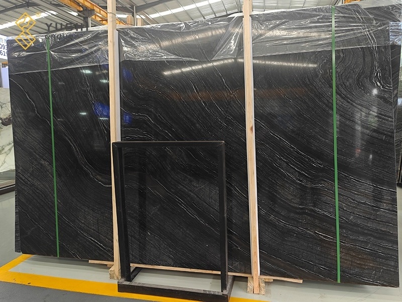 Yushi Group marble slabs for countertop and background wall and flooring  Black Wooden marble slabs