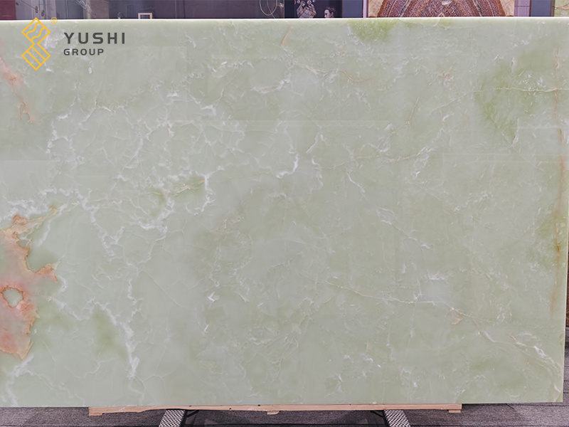 Yushi Group Simple Elegant Green Onyx Marble Slab for feature wall tile exterior house mcm stone tile