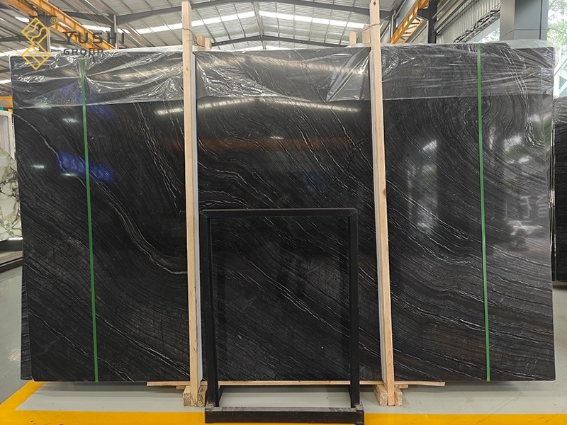 Yushi Group marble slabs for countertop and background wall and flooring  Black Wooden marble slabs