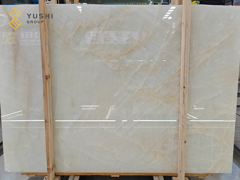 Yushi Group's Crystal Ice White Onyx Slabs for Countertop and Background Wall Marble Group's Onyx Slabs