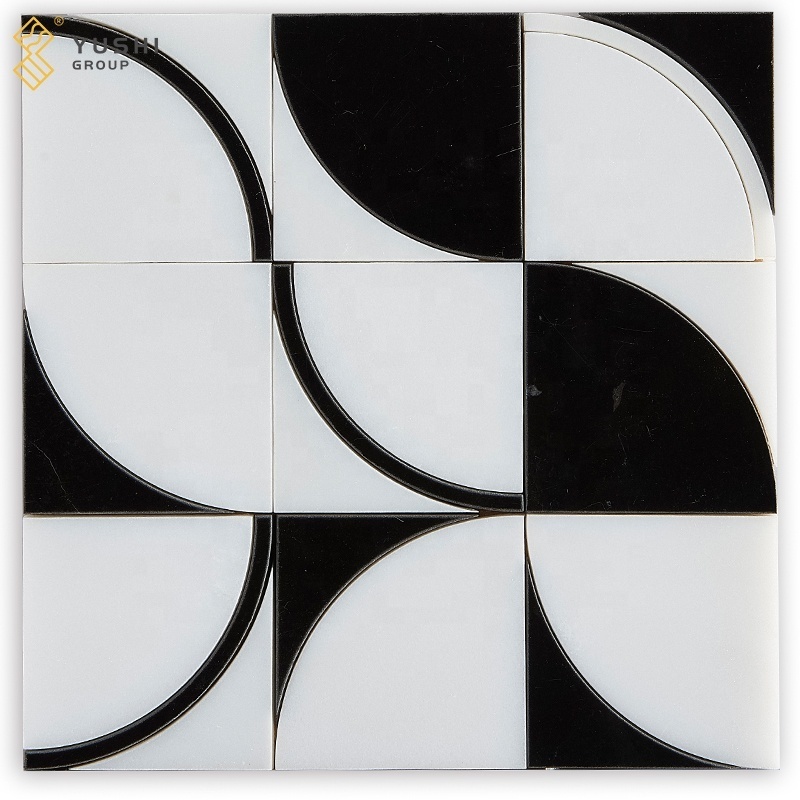 Yushi Group Mosaic high quality Marble Sichuan White+Black for kitchen backsplash hotel and flooring tile