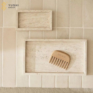 Yushi Natural  marble Homewares Tray Rectangular tray  travertine Serving Decor tray