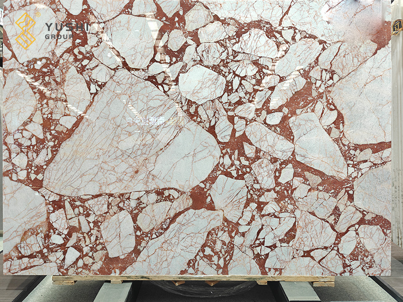 Yushi Group Marble Customized Luxury Stone Rose Pink Marble Bulgari red  for Wall Decoration red marble slabs