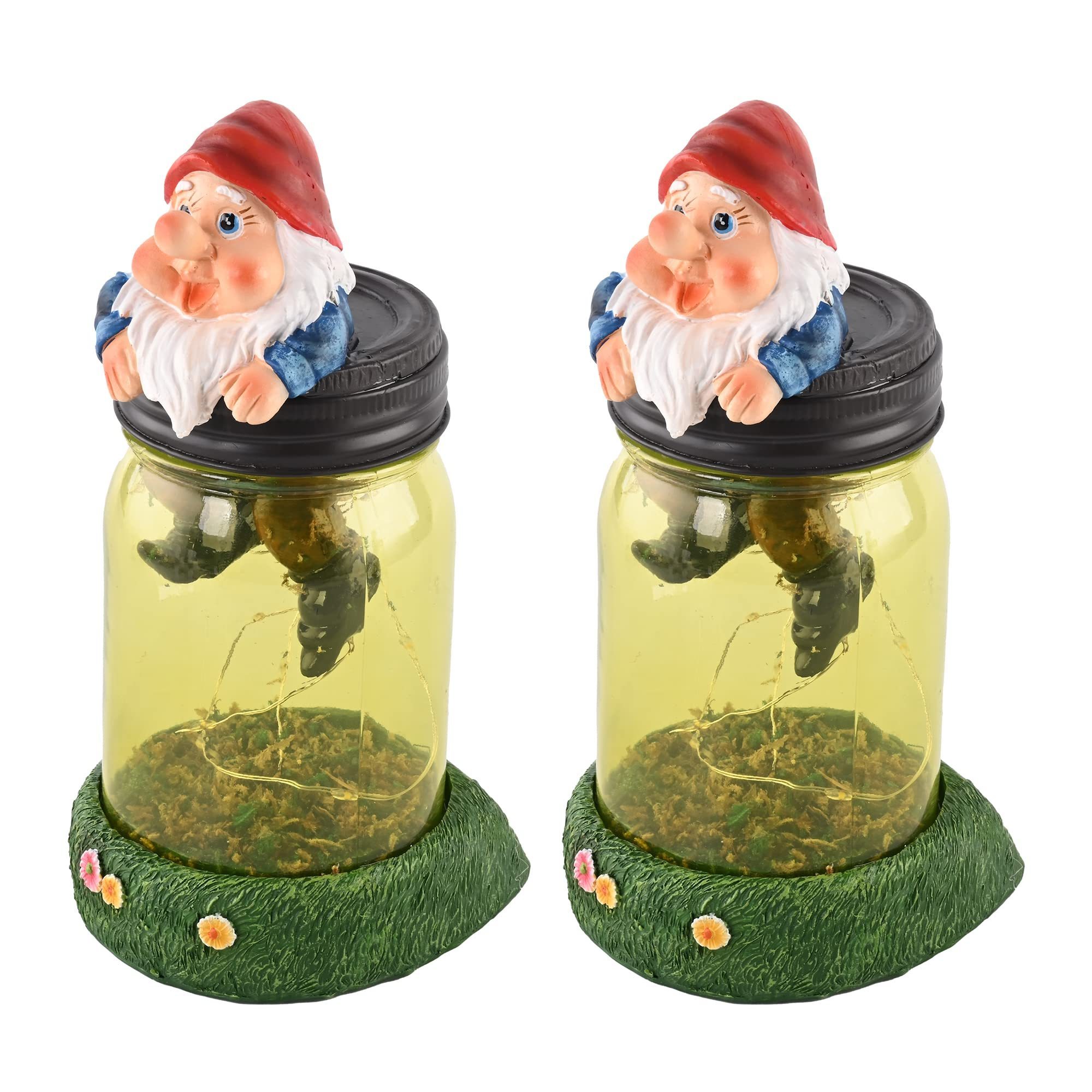 Waterproof  Resin Garden Funny Gnome Statue Figurines with Solar Lights