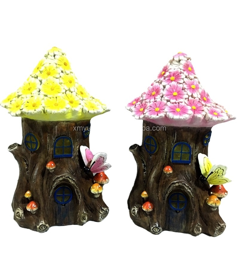 Garden decor resin mushroom design with solar light, resin solar product