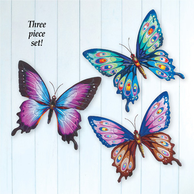 Set of 3 Metal Butterfly Sculpture Metal Wall art Decoration