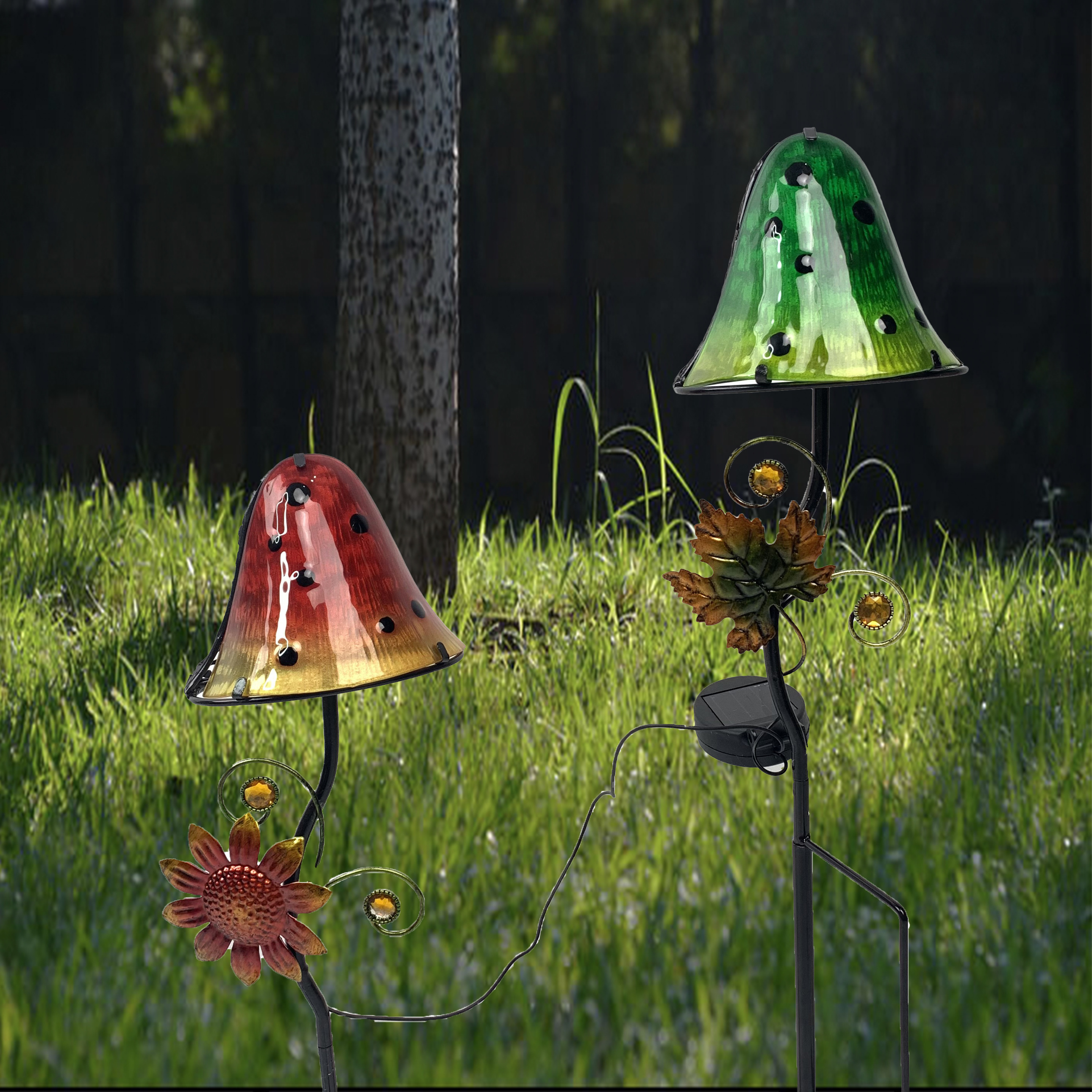 Metal mushroom lawn light led garden solar path lighting