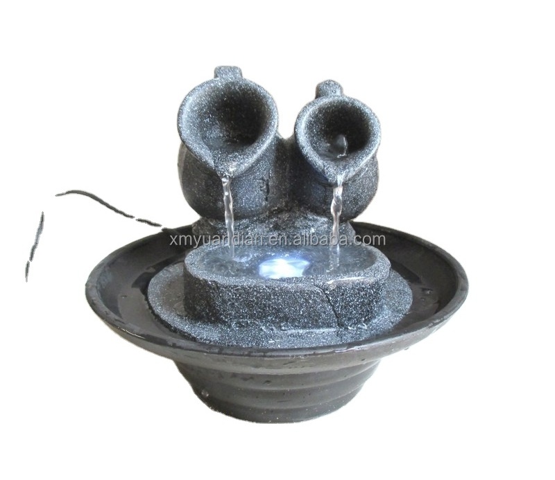 Resin table running water fountain with teapot & bowl decoration