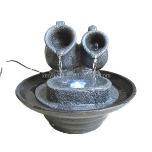 Resin table running water fountain with teapot & bowl decoration