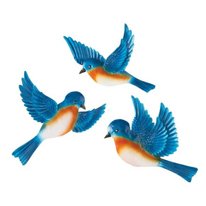 set of three metal blue bird home hanging wall art decor