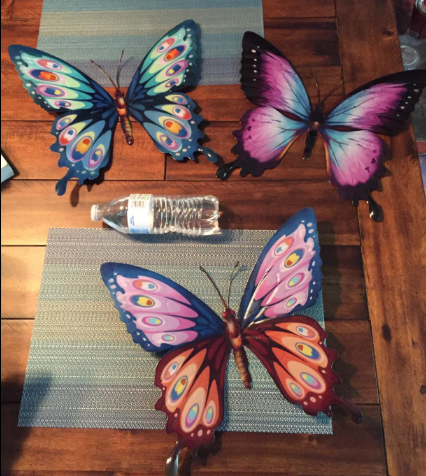 Set of 3 Metal Butterfly Sculpture Metal Wall art Decoration