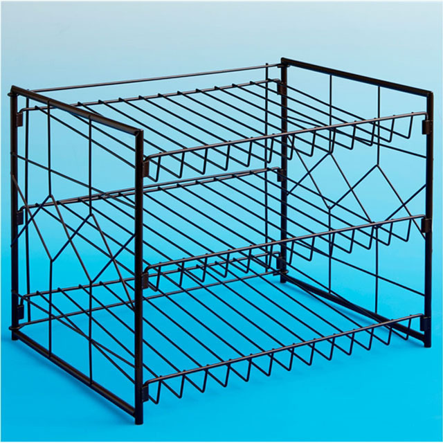 3 tier dividers tin storage can shelf display metal rack