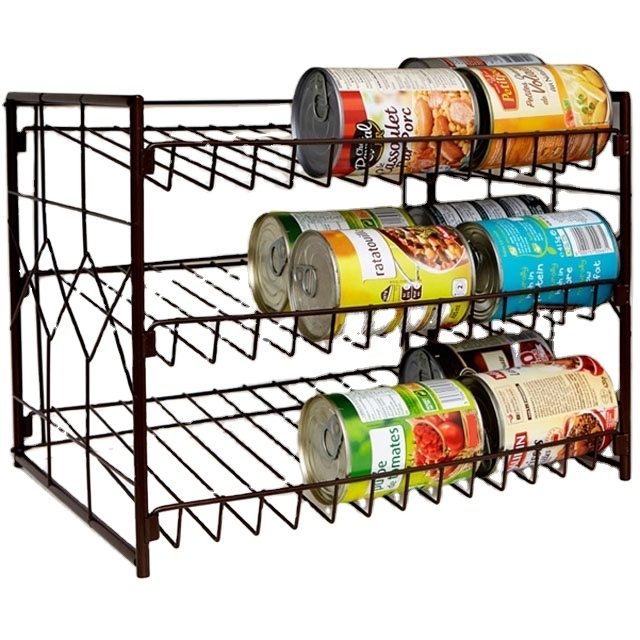 3 tier dividers tin storage can shelf display metal rack