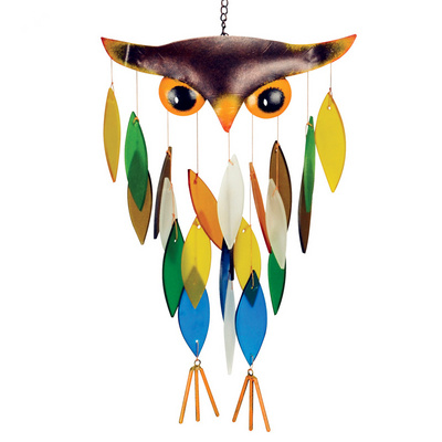 metal owl hanging garden ornaments decoration wind chime