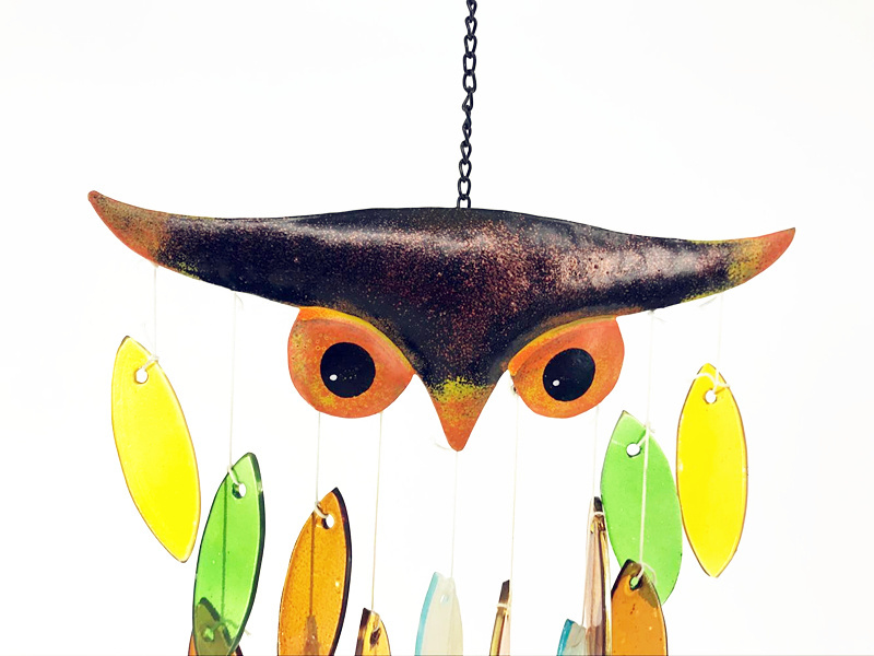 metal owl hanging garden ornaments decoration wind chime