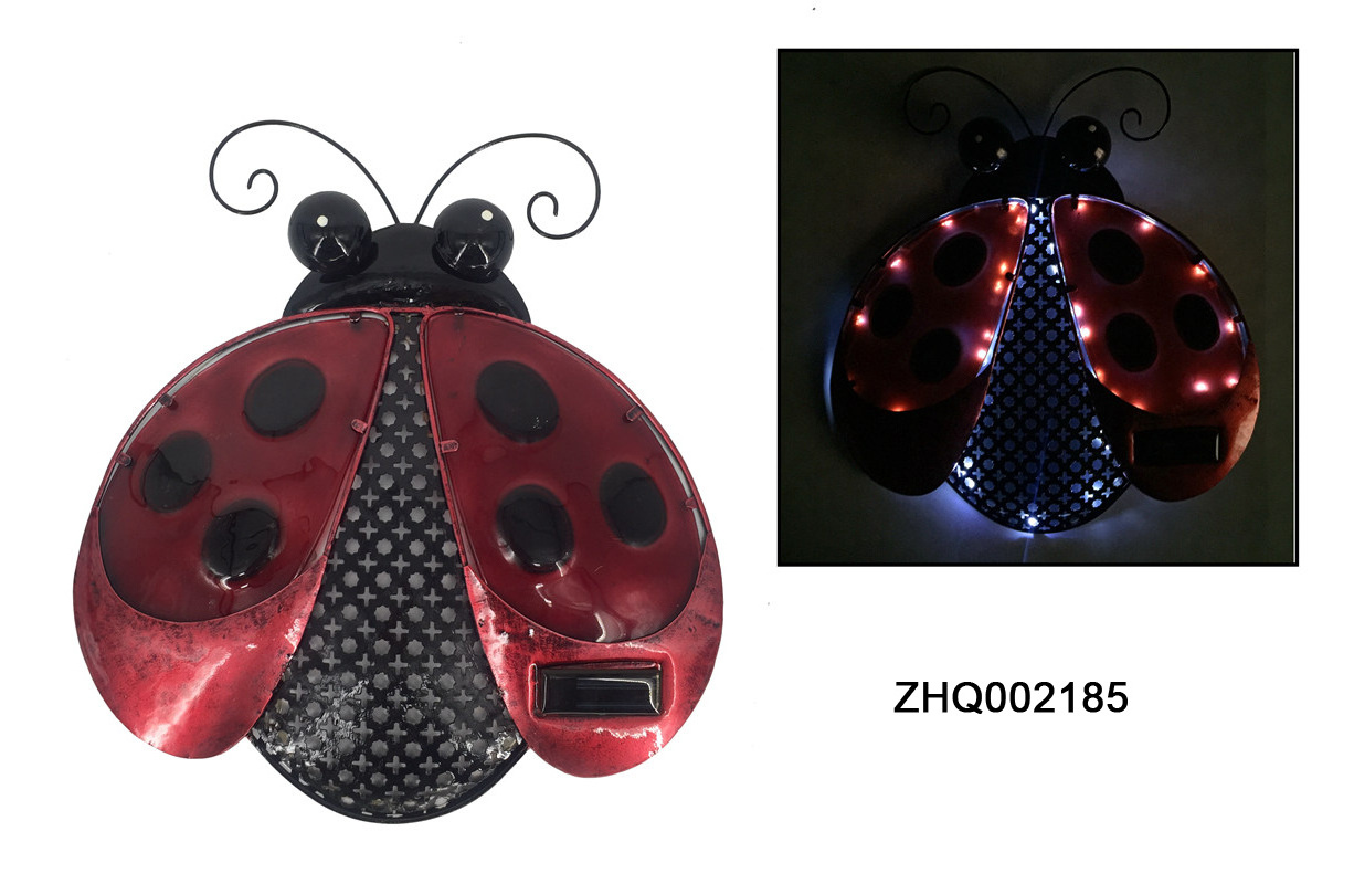 Glass Garden Ladybug hanging wall solar light decoration