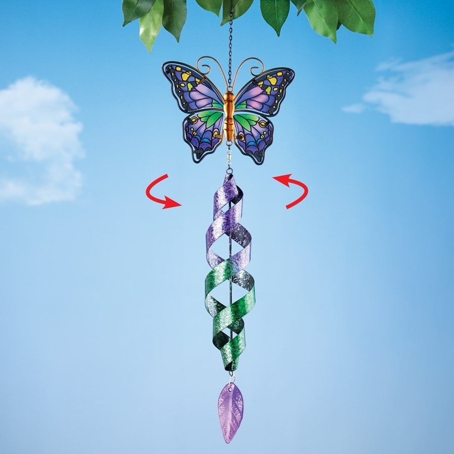 metal butterfly Wind Chimes hanging garden lights decorative lighting