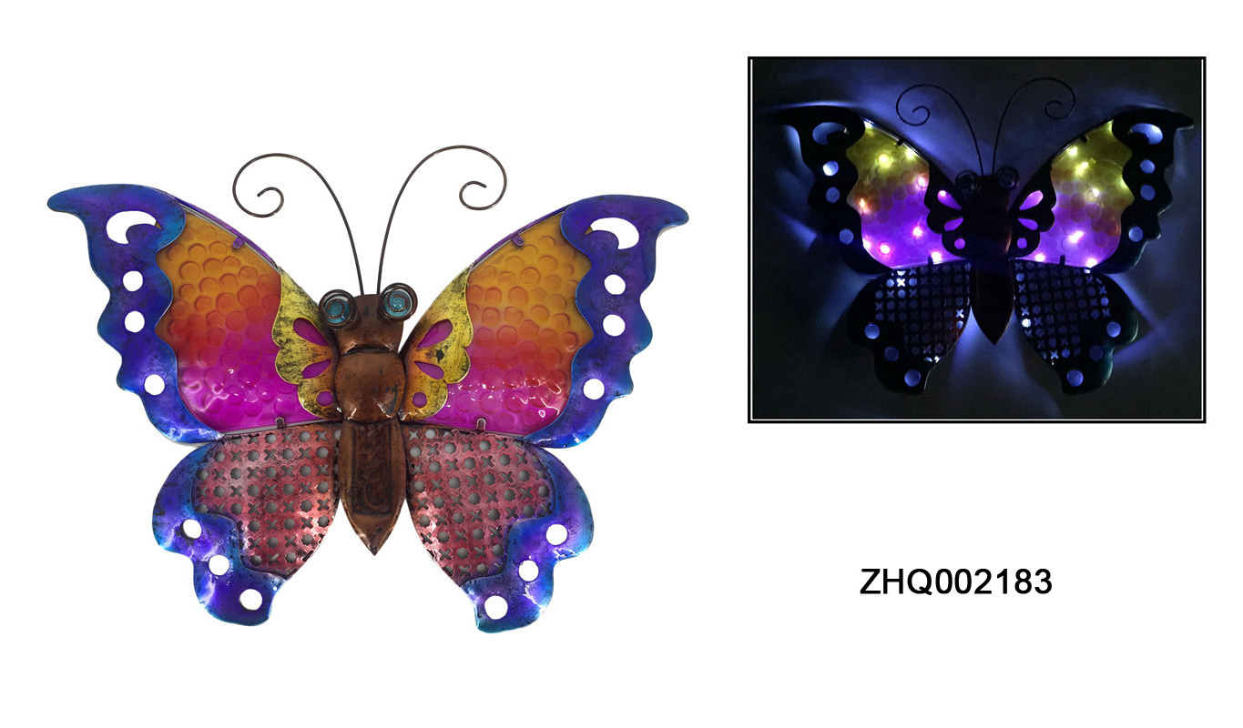 Glass Garden Butterfly solar light hanging wall decoration