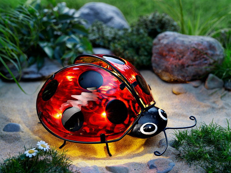 Outdoor Home Garden Decor Solar Led Ladybug Lights for Path