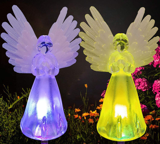 Fiber Angel Wing LED Light garden decoration solar stake