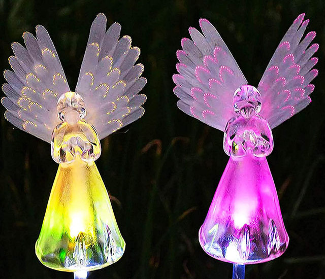 Fiber Angel Wing LED Light garden decoration solar stake