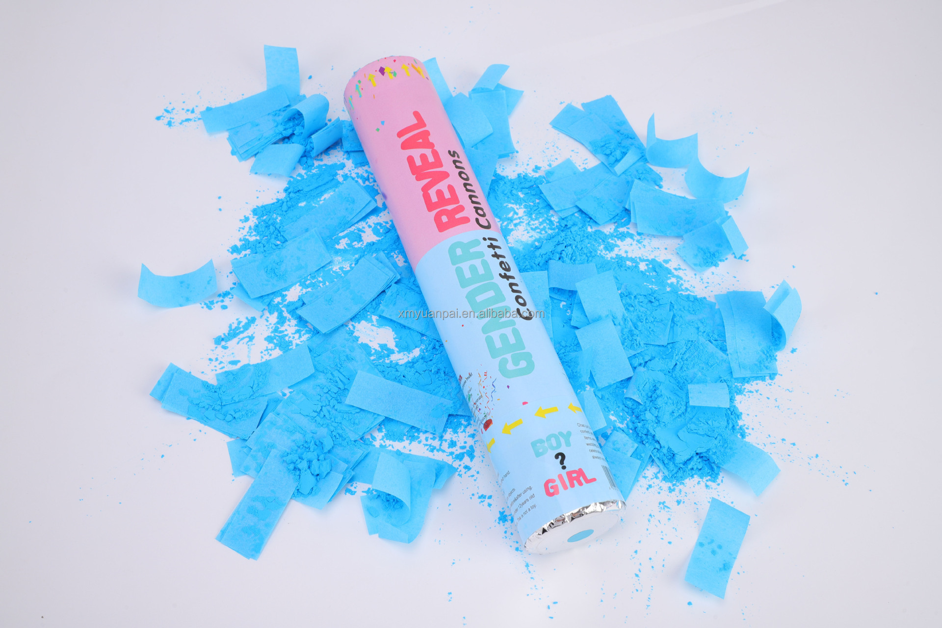 Boy or Girl Gender Reveal Powder Poppers Blue Pink Biodegradable Powder Confetti Cannon Baby Gender Reveal Party Supplies