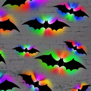 DIY Wall Decal Indoor Hallowmas Party Supplies 3D Halloween LED Night Lights Black 3D Scary Bat Sticker for Halloween Decoracion