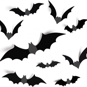 Bats Wall Decor 28Pcs DIY 3D Bats Halloween Decoration Stickers PVC 4 Sizes Decorative Scary Bat Wall Sticker for Halloween Deco