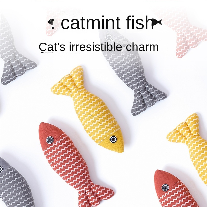 Pet Cat Mint Toy Fun Cat Cloth Fish Self Hi Containing Cat Toy