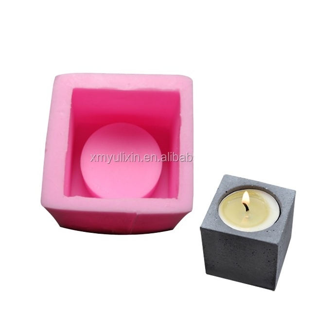 China Factory Candle Vessel Rubber Cement Pot Planter Flower Cement Concrete Mold For Candle holder Making