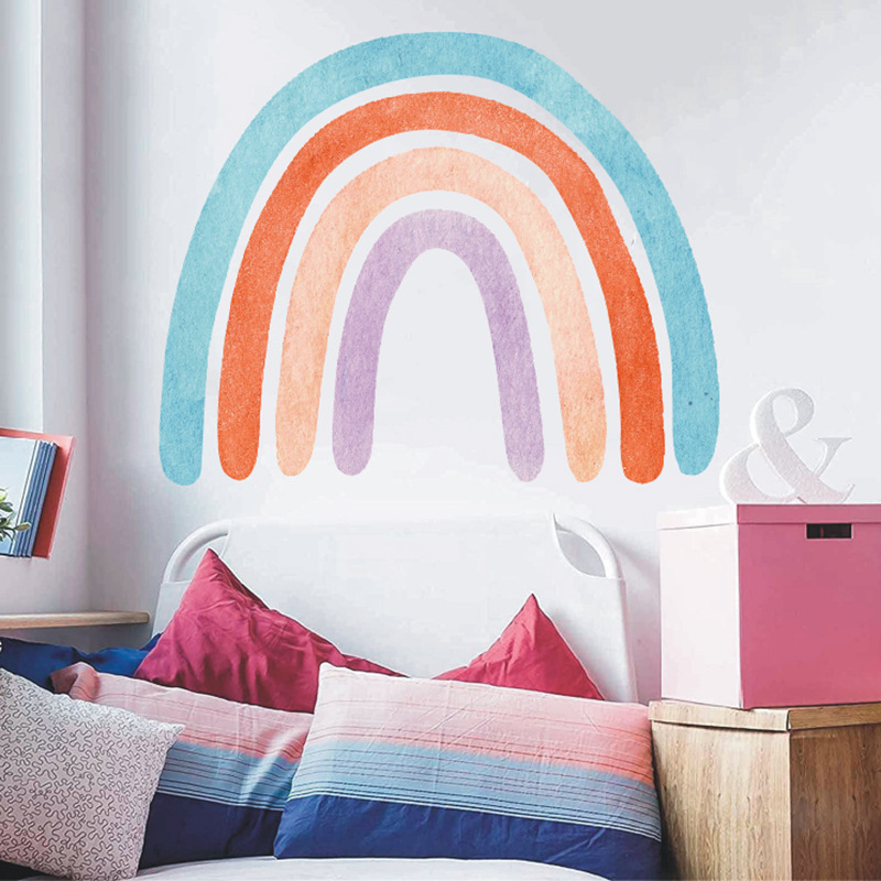 Colorful Rainbow Wall Decal Promotional Self-adhesive Removable Custom Wall Decals Wall Stickers For Nursery Kids Room