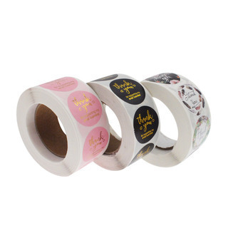 Adhesive Floral Thank You Sealing Sticker Custom Printing Labels 500 pcs / Roll Labels Stickers for Packaging