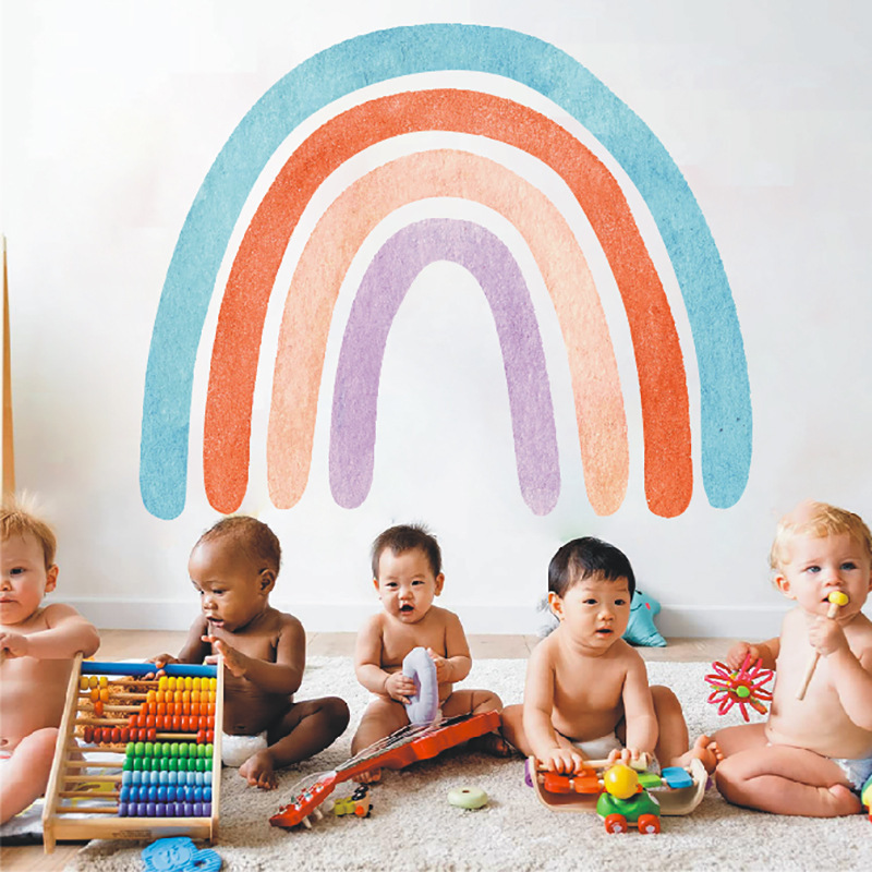 Colorful Rainbow Wall Decal Promotional Self-adhesive Removable Custom Wall Decals Wall Stickers For Nursery Kids Room