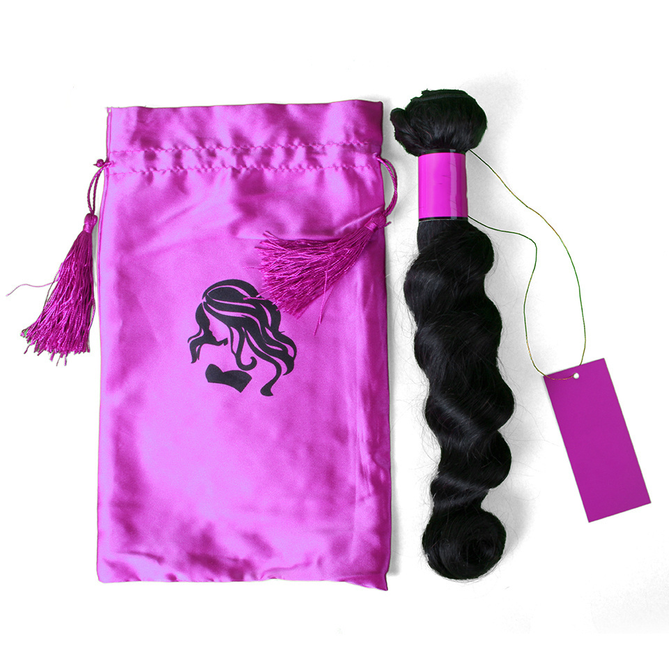 Custom Satin Wig Drawstring Bag Large Satin Hair Bundle Bags for Wigs Custom with Logo Reusable Eco Friendly Wig Package Bags