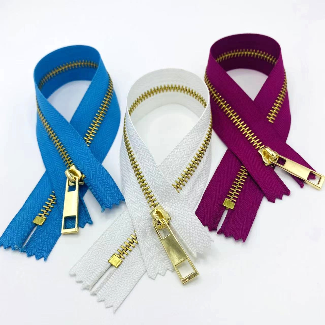 Wholesale Factory ODM OEM #3 50cm Brass Zippers Open End Metal Zipper for Jeans Clothes