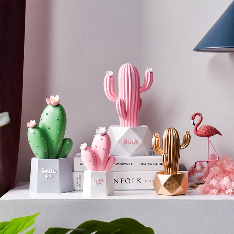 Nordic Simulation Cactus Resin Craft Creative Home Furnishing Small Ornaments Interior Room Decorations