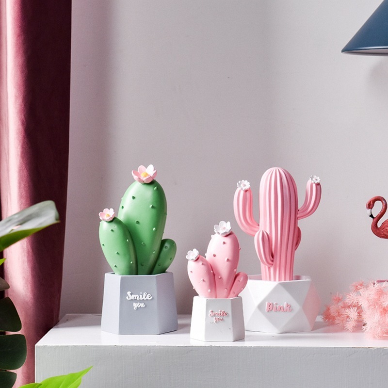 Nordic Simulation Cactus Resin Craft Creative Home Furnishing Small Ornaments Interior Room Decorations