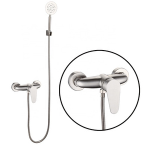 New style304Stainless steel simple shower set cold and hot wire drawing water mixing valve shower faucet