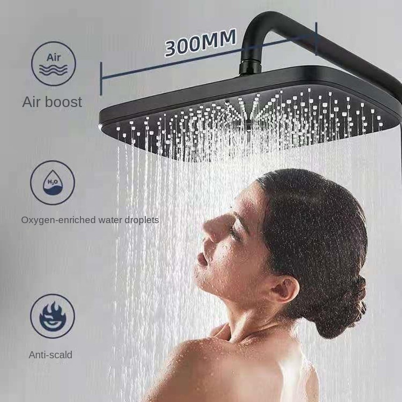 Wall Embedded Hidden Mounted starlit night  Black Bathroom Shower System Bath Shower Faucet Rain Shower Set