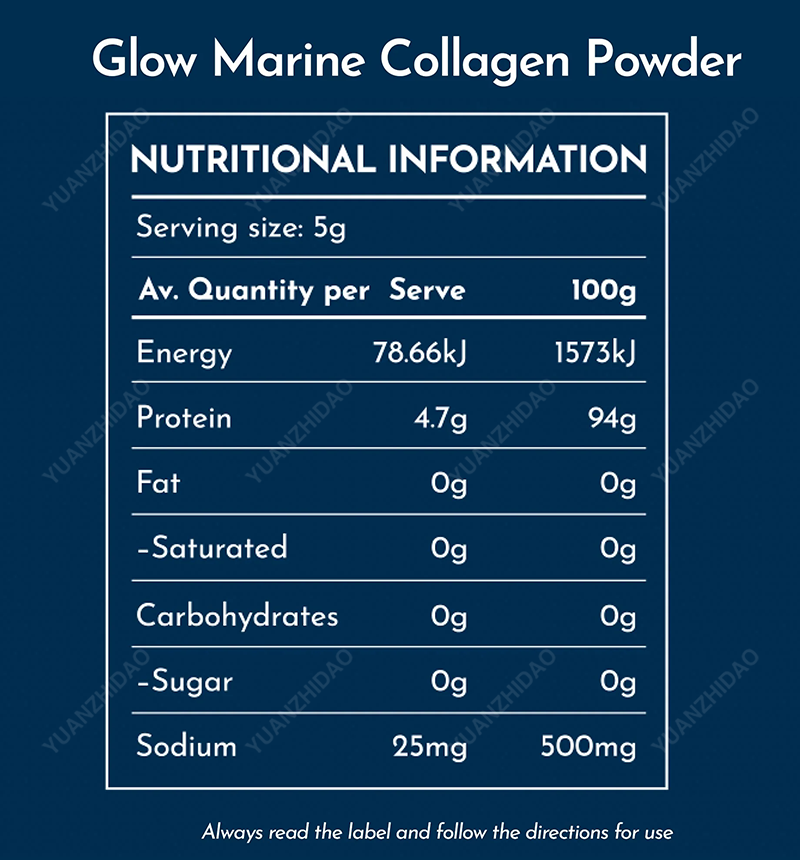 YUANZHIDAO Custom Brand 125g Marine Collagen powder halal pure fish collagen peptide powder skin care