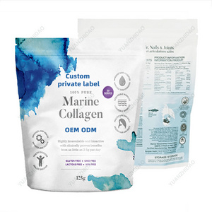 YUANZHIDAO Custom Brand 125g Marine Collagen powder halal pure fish collagen peptide powder skin care