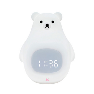 New Baby Bedroom Lamp Cartoon Pet Big Lovely White Bear Silicone Sleep Child Light Bulb Night Light alarm clock