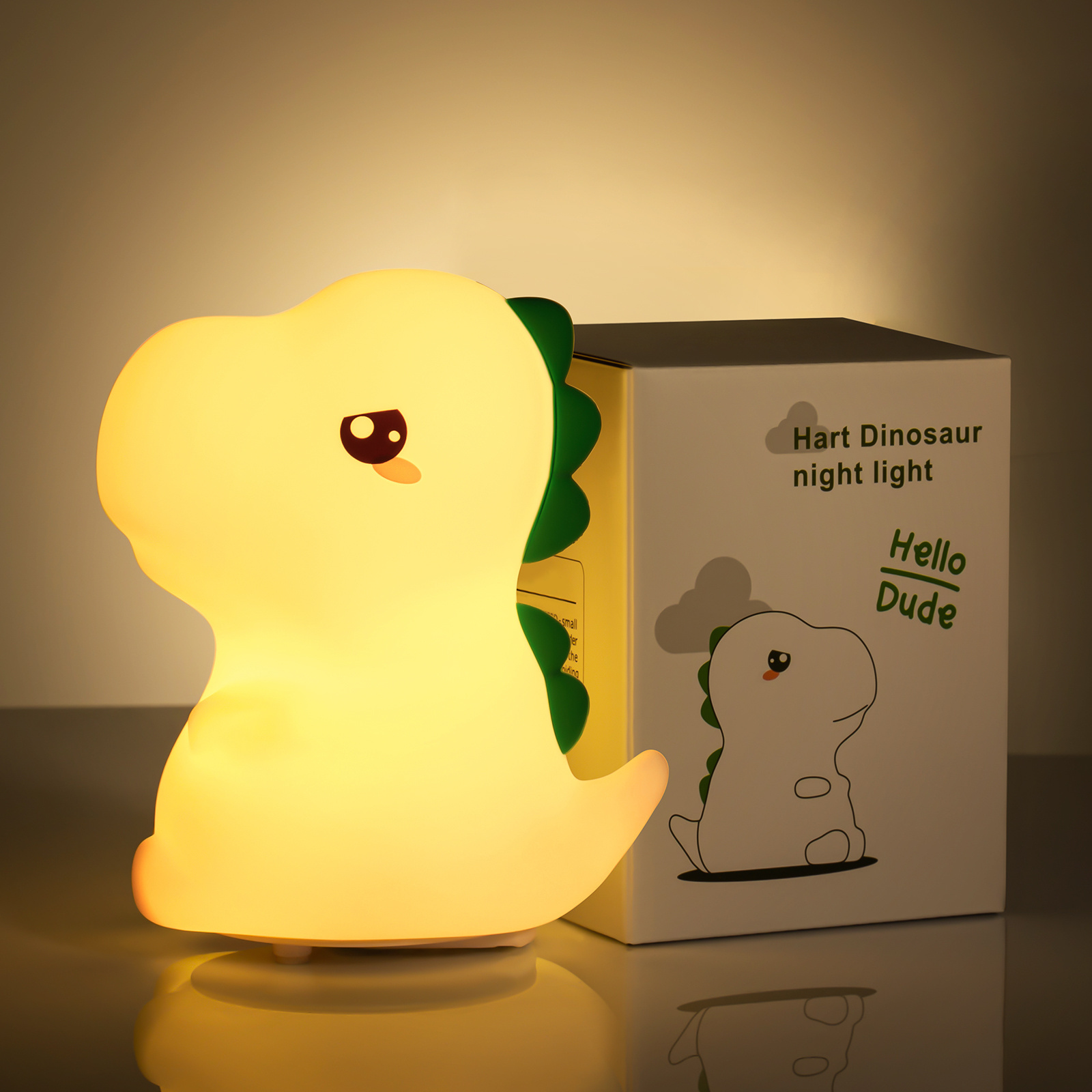 Cute Color Changing Kids Silicone Lamp with Battery, Dinosaur Night Light for Kids