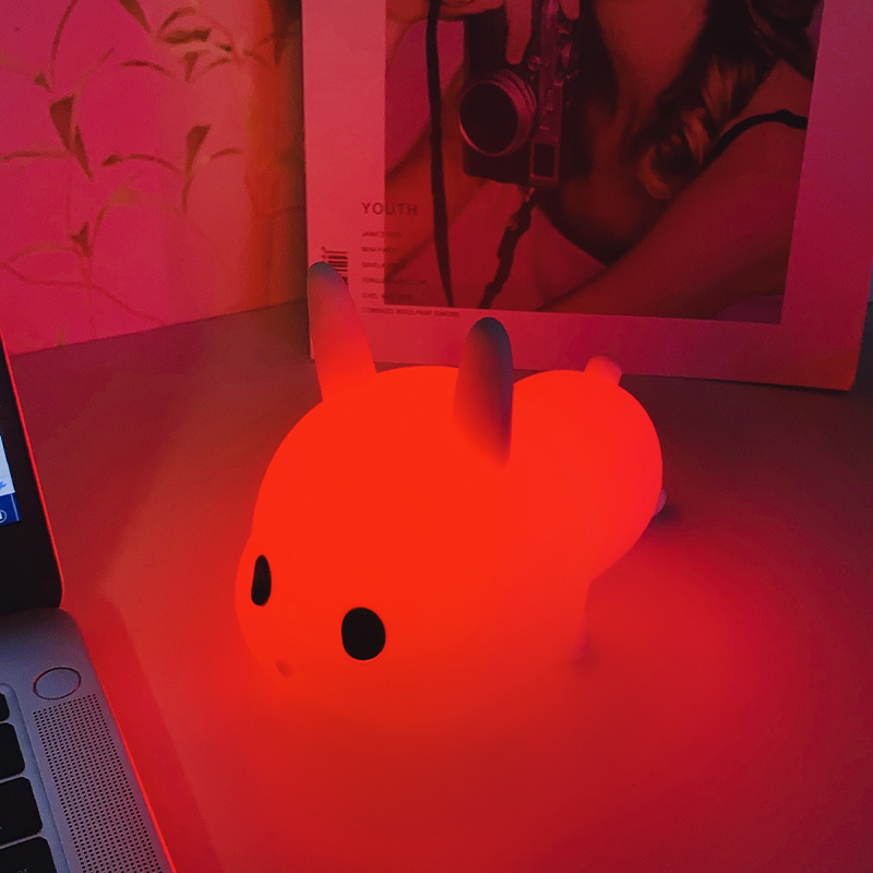 7 Color Changing Sleep Trainer Companion Rabbit LED Silicone Night Light control colorful table lamp bedroom baby gift for Kids