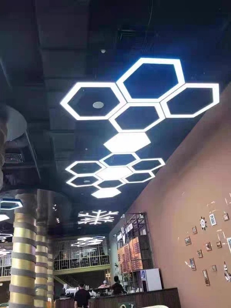 Hexagon Detailing Workshop Ceiling Led Lights For Car Shop And Garage Honeycomb Lights Hexagonal Led Light